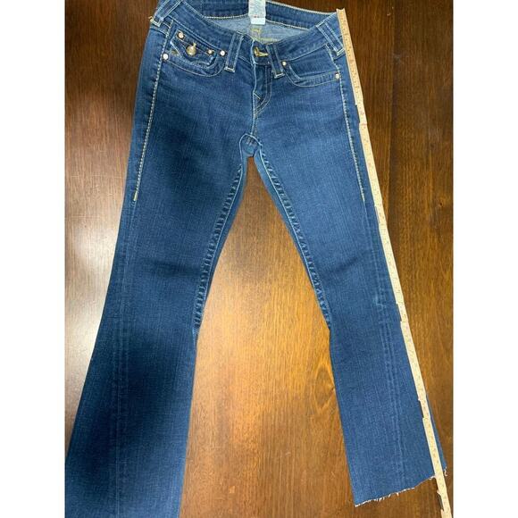 True Religion Jeans Raw Hem Women 25 Y2K Grunge Western Cowgirl Boho Aztec Rodeo - Picture 7 of 13